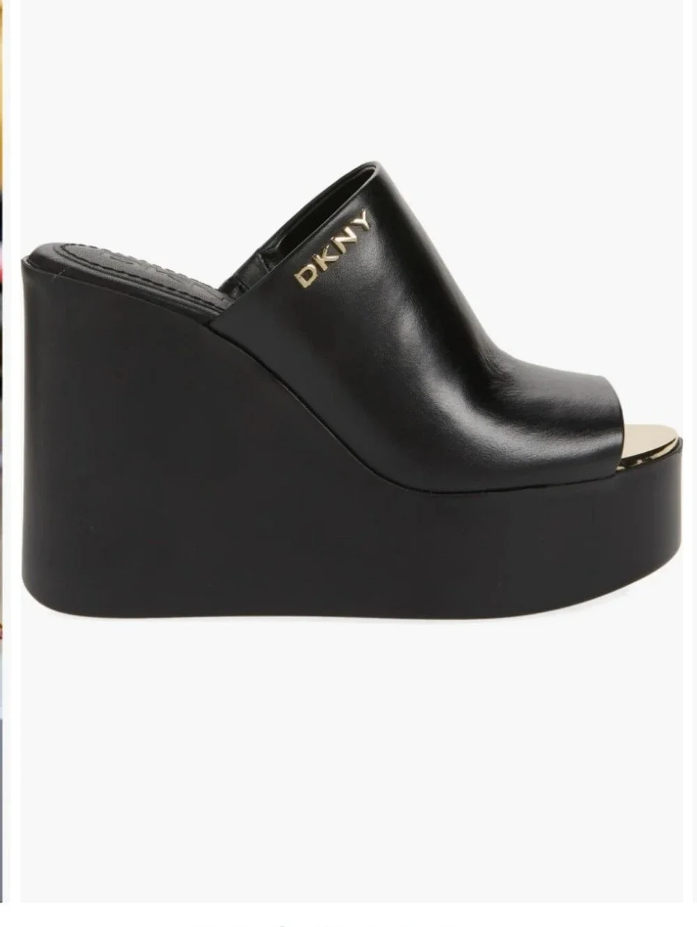 DKNY Pen Logo SlipOn Slide Platform Mule Wedge Sandals